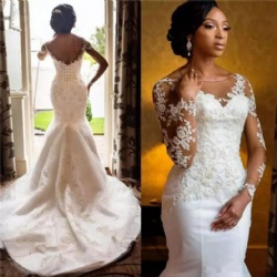 2021 Summer New Explosion Models Clothes Lace See-through Women Marrage Wedding Dress