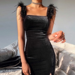 women clothing fashion slit sexy square collar bodycon dress prom dresses women lady elegant